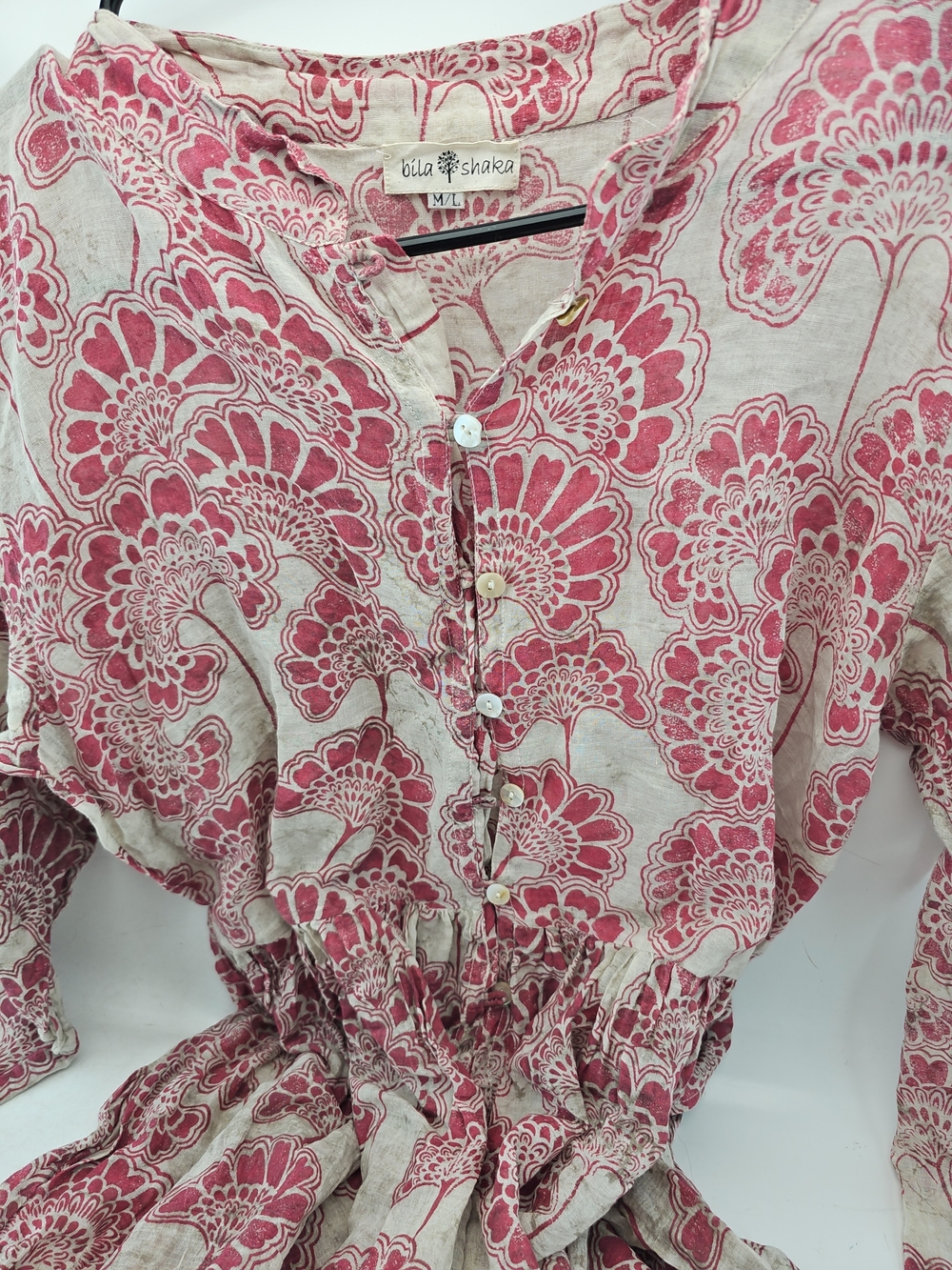 Women’s Long Sleeve Pink Floral Dress - Picture 3 of 5